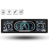 【Conducción más segura ＆ Operación fácil】---- Tiene Bluetooth para reproducir música y micrófono incorporado para llamadas manos libres. La muestra de hora, canal de FM y otra información, música de tarjeta SD y USB, reproducción de punto de interrupción de radio FM y control remoto.