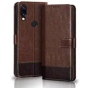 TheGiftKart Mi Redmi Note 7 / Note 7 Pro/Note 7S Flip Cover Back Case | Leather Finish | Inbuilt Stand & Pockets | Wallet Flip Case Back Cover for Redmi Note 7/7 Pro/Note 7S (Brown & Coffee)