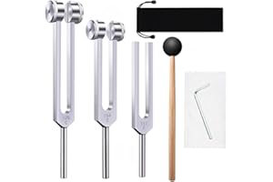 LESAGE Stimmgabel zur Heilung Chakra Set 128Hz 256Hz 512Hz Gewichtete Stimmgabel 128Hz Klangtherapie Solfeggio Stimmgabel Set Medizinische Meditationswerkzeuge Frequenzheilgeräte