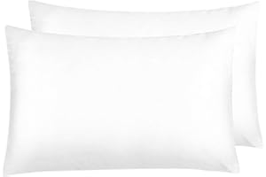 NTBAY 2 Pack Zippered Satin Pillow Cases for Hair and Skin, Luxury Standard Hidden Zipper Pillowcases Set of 2, 50x75 cm, White