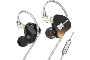 EZ EAR ND DD3 HiFi In Ear Monitores Dual Dynamic Drivers In-Ear Earphones IEM 4 Estilos de Sonido Ajustables con 2 Pin Cable de diseño Desmontable para Cantante Bajista (Negro, con micrófono)