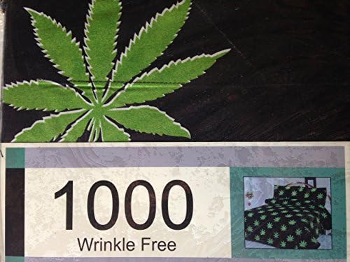Golden Crown Marijuana Leaf Weed Microfiber Sheet Set (Black, King)