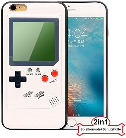 SparSmart24 2-in-1: Game Console + Cover Case, Game Phone Case in Gameboy Retro Look for iPhone 6/6s (White)