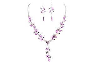Jay Jewellery - Lilac Acrylic Crystal Leaf Necklace and Earrings Set