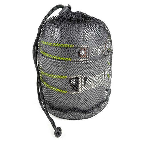 Campinggeschirr-Set 2-teilig (235 Gramm) aus leichtem, eloxiertem Aluminium in mattem Anthrazit / kompaktes Kochgeschirr für Outdoor / Survival inkl. Transportnetz – Marke Ganzoo - 3