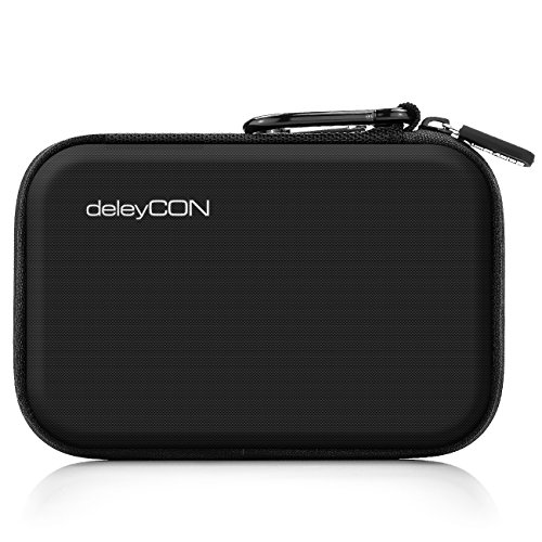 deleyCON Festplattentasche / Festplatten Case / HDD Case – für 2.5 Zoll Festplatten und SSD – Robust & Stoßsicher – 2 Innenfächer / Netztaschen – Schwarz - 3