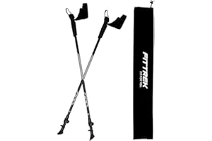 FitTrek Nordic Walking Poles for Men Women - 2 Pack Aluminum Nordic Walking Sticks - Nordic Poles with Ergonomic Grip Adjustable Ultralight for Hiking, Camping, Trekking, Mountaineering, Backpacking
