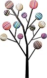 arbol perchero nordico Hecho en China Kare Design Perchero Bubble Tree, Diseño de Árbol 6 Ganchos Adornados con Botones, 111 x 65 x 6.5 cm, Tela, Policromo
