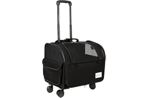 Galatée Sac De Transport pour Chien avec roulettes Amovibles, Sac De Transport Approuvé par Les Compagnies Aériennes, Sac Pliable pour Chat avec Filet Respirant, Poussette pour Animaux(Noir)