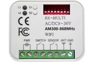WallMall ® - Ricevente Cancello Universale Multifrequenza da 300 a 870Mhz WIFI Integrato Garage Serranda Luci a 2 Canali da 12 a 30V Tuya Google Home Alexa
