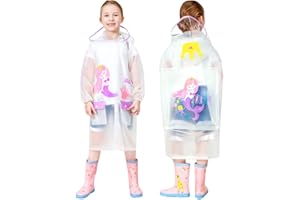 Hovkib Kinder Regenmäntel Jungen Mädchen Regenponcho wasserdichte Regenjacken Transparente Regenbekleidung mit Rucksackabdeckung 5-14 Jahre