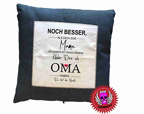 Kissen Jeans Optik mit Aufdruck Spruch " Noch besser als dich zur mama zu haben … … " Bedrucktes Kissen Dekokissen Kuschelkissen