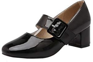 CHICMARK Damen Mary Janes mit Runder Zehenpartie und Klobigen Absätzen