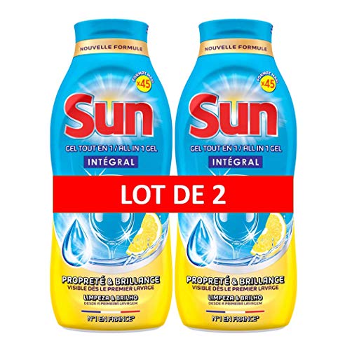Preisvergleich Produktbild Sun Spülmittel, Gel, Turbogel, Zitronenduft, 45 Waschgänge, 2 Stück