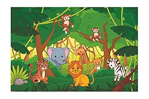 Cartoon Wall Sticker Poster|Animals Cartoon|Poster for Kids Room, Cupboards, Kindergarten|Poster for Interior Decoration|Decorative Wall Art Poster|Self Adhesive Paper Poster