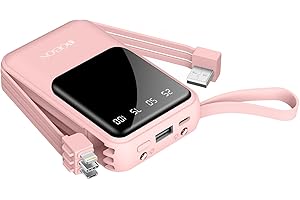 YOBON Przenośna ładowarka do Telefonu 10000mAh Szybkie ładowanie 3.0 USB Power Bank Wyświetlacz LED Szybkie ładowanie Zewnętrzny Akumulator Kompatybilny z iPhonem Androidem i Innymi (Różowy)
