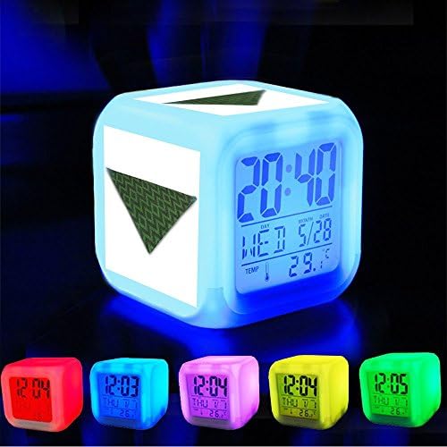 Alarm Clock 7 LED Color Changing Wake Up Bedroom with Data and Temperature Display (Changable Color) Customize the pattern-125.Dog, Bandanas, Pet, Grooming, Cute, Accessories(1)