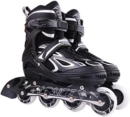 Crayom Easy to operate Roller Blades Inline Quad Skates Adjustable Size Childrens Kids Pro Combo Multi Ice Skating Boots Shoes four colors ( Color : Black , Size : L )