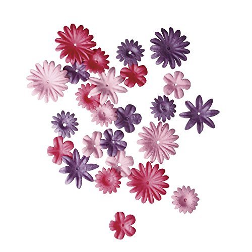 Rayher Hobby 7895533 Papier-Blütenmischung, 1,5-2,5 cm, 4 Sorten, SB-Tube 36 Stück, pink - 2