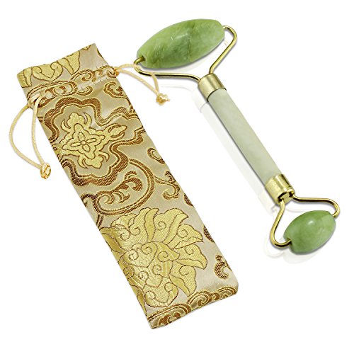 Aussel Anti-aging Jade Roller Natural Face Body Healthy Cold Therapy Roller Crystal Massage Roller (Double Head)