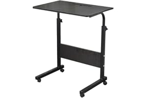 sogesfurniture höhenverstellbar Laptoptisch Computertisch mit Tablet Steckplatz, 60 * 40cm PC Tisch Sofatisch Pflegetisch Beistelltisch mit Rollen, Schwarz 05#3-60BK-BH