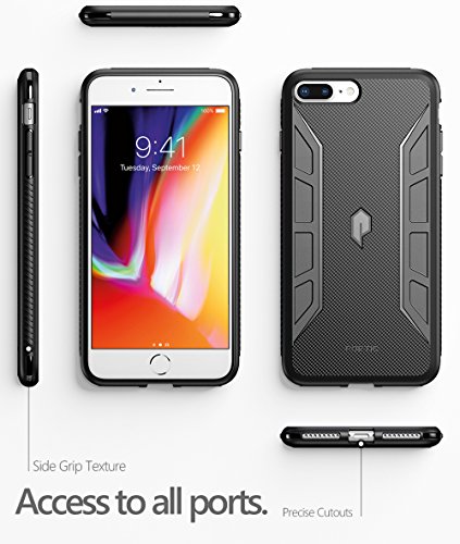 Funda iPhone 7 Plus  Poetic  Serie Karbon Shield - Protecci  n de Impacto de Esquina T  ctil   Flexible   Textura de Fibra de Carb  n  Elegante Slim Fit TPU de Protecci  n Funda para de Apple iPhone 7 Plus  2016  Negro