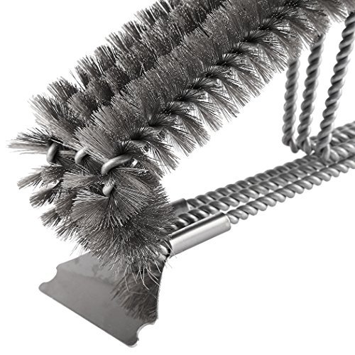 SIEGES BBQ Grillbürste mit integriertem Reinigungsschaber,3 Edelstahlbürsten in 1,360° Reinigung,18″ Extra Langer PP Wärmedämmung Griff, Perfekt für Outdoor und Camping - 6