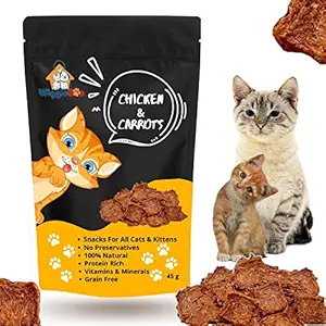 WiggleBoo Chicken & Carrot Cat Treat | Protein Rich | Crunchy Snack | Healthy Food | (45g)