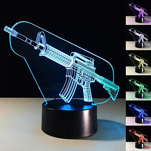 XJCKING Creative Gifts Gun Lamp Nightlights 3D Night Light Table Desk Optical Illusion Lamps 7 Color Changing Lights
