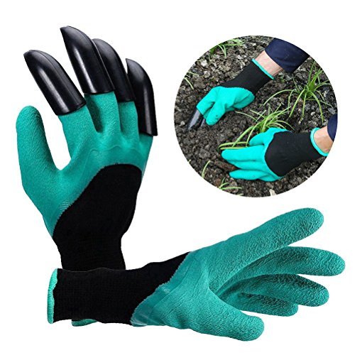 Preisvergleich Produktbild Itian Wasserdicht Gartenhandschuhe langlebig stichsichere Safe Gartenarbeit Handschuhe mit ABS-Kunststoff krallen für Haushalt und Garten Werkzeug handschuhe [1 Paar grün / schwarz]