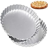 FANDE Stampo per torte, stampo per quiche, rivestimento antiaderente, fondo rimovibile, vassoi per pizza rotondo in lega di a