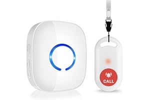 COTINSE Notrufknopf für Senioren Hausnotruf Alarmknopf 500FT Notrufklingel Krankenpflege Intern Krankenpflege Ältere Panikalarm Wireless SOS Alarm 1 Empänger+1 SOS Sender Weiß