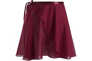 Alvivi Jupe de Ballet Danse Portefeuille en Mousseline pour Enfants Femme avec Ceinture Cravate Fille Jupe Danse Classique Taille Élastique