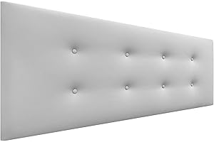 DHOME Cabecero de Polipiel o Tela AQUALINE Pro con 2 hileras de Botones Cabezal tapizado Cama Lujo (Polipiel Gris Claro, 135x50cm (Camas 120/135/140))