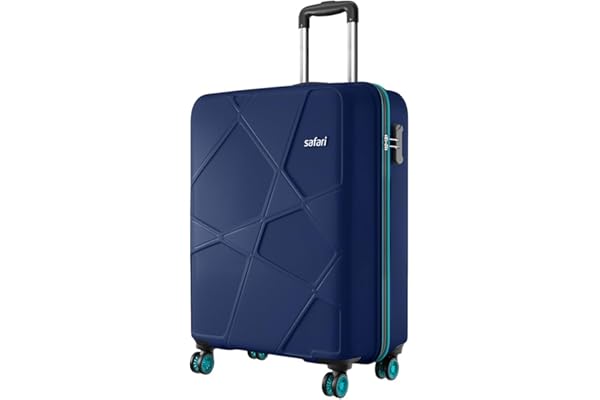 Safari Cabin Pentagon Pro 8 Wheels Spinner 55Cm Trolley Bag Hard Case Polypropylene, 360° Wheeling Carry on Luggage for Men & Women, Suitcase for Travel, Navy