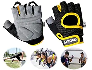Aurion Weight Lifting Gloves with Padded & Anti-Slip Silica Gel Grip & Adjustable Fasteners, Gym Gloves for Yoga, Workout, Sports, Fitness, Cross Training (Men & Women)