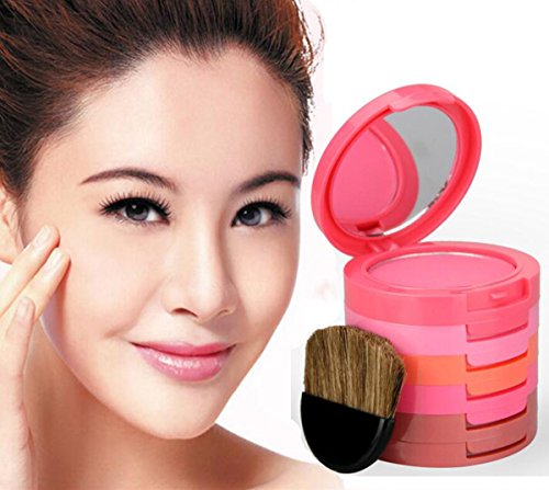 Blush Palette Erröten Palette 5 Farben Rouge Contour Palette mit Rougepinsel Professionelle 5 Farben Gesicht Puder Palette Make-up Wasserdicht Puder Powder Make Up Kosmetik Set - Ideal für Sowohl den Professionellen als auch Persönlichen Gebrauch