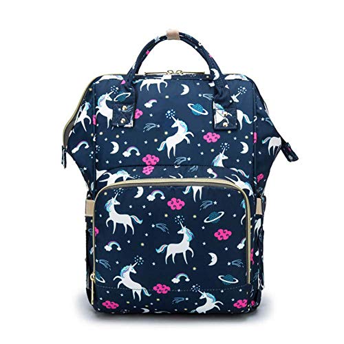 Preisvergleich Produktbild Verolino / Wickeltasche Windel Windel Rucksack Wasserdichte Reise Multifunktions Hohe Kapazität Rucksack mit Isoliertasche für Babypflege (Unicorn Blue)