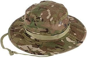 Meet-shop Tactique Boonie Chapeau,Camouflage Arrondi Chapeau Pêcheur Soleil Capot de Protection Seau Chapeau Large Bord Soleil Chapeaux pour montée de Paintball Airsoft Outdoor Camping
