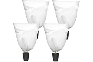 Evoio 4 Pack Plant Covers Freeze Protection, 80cm x 100cm Plant Frost Cover Bags for Winter Cold Weather with Drawstring, Frost Cloth for Plants, Sapling Trees, Shrub Thickness Plant Cover Bags