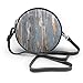 Produktbild fhjhfgjghfjghfj Blue Shabby Wood Print Print Round Crossbody Bag Umhängetasches Women Shoulder Bag PU Leather Chain Strap and Top Zipper Small Handbag Round Purse Handle Tote