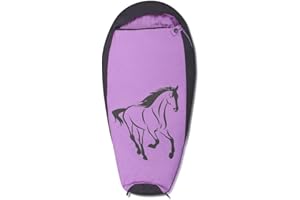 your GEAR Kinderschlafsack Horse Mumienschlafsack 180x90 cm komfortabler Sommerschlafsack 300 g/m² Rosa Grau extra warm