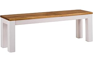 B.R.A.S.I.L.-Möbel Brasilmöbel Sitzbank 130 cm Rio Classico Honig Weiss Massivholz aus Pinie, Verschiedene Größen & Farben, ideal für Esszimmer & Küche