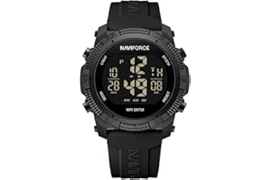 Naviforce Orologio digitale sportivo impermeabile da uomo con cronometro, allarme, cinturino in gomma, orologio da polso per donna