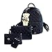 Produktbild Malloom® Mode Leder Nette Schultertasche Schulrucksäcke Cardbags Für Frauen Mädchen Damenmode Rucksack Vier-Set + Messenger Bag + Clutch + Geldbörse (schwarz)