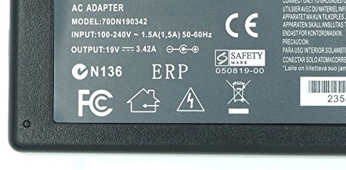 PC Diagnostic Ladegerät, Trafo, Netzteil, Adapter kompatibel für A11-065N1A, 19 V, 3.42 A, 65 W - 4