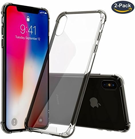 iPhone X Case, iPhone 10 Case, Alyee TPU+ Hard PC Transparent Gel Case Shock Absorption Anti-Scratch Supports Wireless Charging for 5.8" Apple iPhone X( Crystal Clear+Gray Clear)