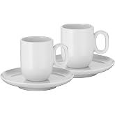 WMF Barista 4 Par&ccedil;a Espresso Fincan Takımı, 2 Adet 60 ml Espresso Fincanı ve 2 Fincan Tabağı, Porselen, Bulaşık Makinesinde Y