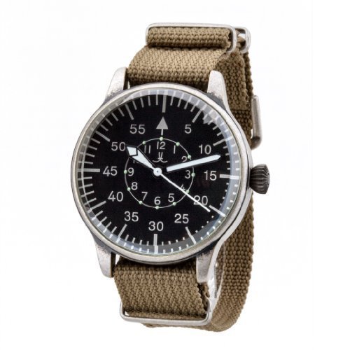 XL MILITARY AVIATORs Fliegeruhr - Schwarz - 42mm B-Uhr Beobachtungsuhr Luftwaffe Nato Strap