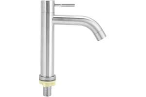 YUMILI Sink Water Faucet, Stainless Steel Water Faucet, Stainless Steel Single Cold Water Tap Undercounter Water Kitchen Faucet for Kitchen with G1/2in Male Thread